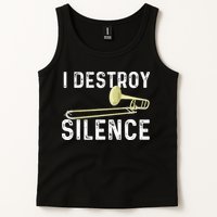 I Destroy Silence Trombonist Trombone Player Marching Band Tank Top