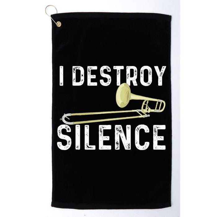 I Destroy Silence Trombonist Trombone Player Marching Band Golf Towel
