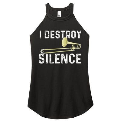 I Destroy Silence Trombonist Trombone Player Marching Band Women's Perfect Tri Rocker Tank
