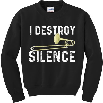 I Destroy Silence Trombonist Trombone Player Marching Band Kids Sweatshirt