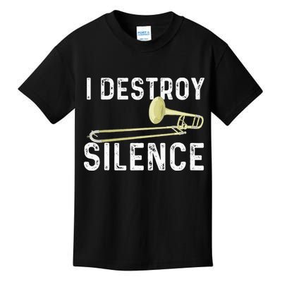 I Destroy Silence Trombonist Trombone Player Marching Band Kids T-Shirt
