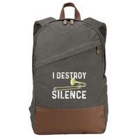 I Destroy Silence Trombonist Trombone Player Marching Band Cotton Canvas Backpack