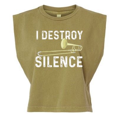 I Destroy Silence Trombonist Trombone Player Marching Band Garment-Dyed Women's Muscle Tee