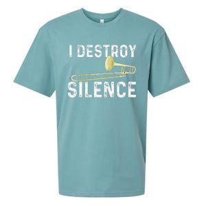 I Destroy Silence Trombonist Trombone Player Marching Band Sueded Cloud Jersey T-Shirt