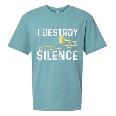 I Destroy Silence Trombonist Trombone Player Marching Band Sueded Cloud Jersey T-Shirt
