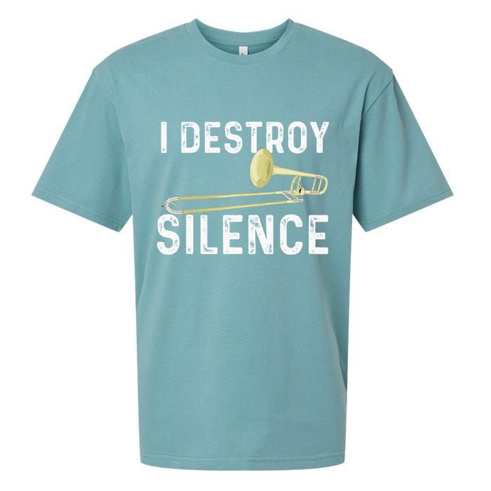I Destroy Silence Trombonist Trombone Player Marching Band Sueded Cloud Jersey T-Shirt