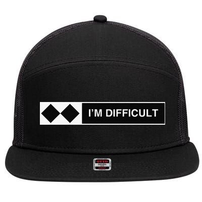 I'm Difficult Ski Snowboard Funny Snowboarding Winter Premium 7 Panel Mesh Trucker Snapback Hat