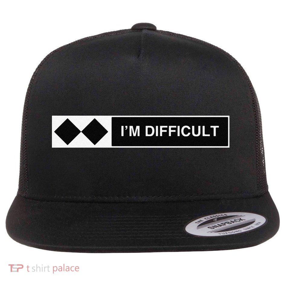 I'm Difficult Ski Snowboard Funny Snowboarding Winter Premium Flat Bill Trucker Hat