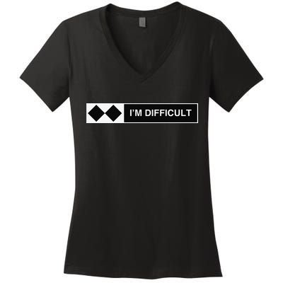 I'm Difficult Ski Snowboard Funny Snowboarding Winter Premium Women's V-Neck T-Shirt