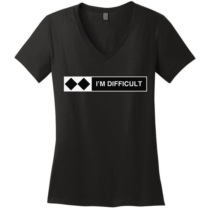 I'm Difficult Ski Snowboard Funny Snowboarding Winter Premium Women's V-Neck T-Shirt