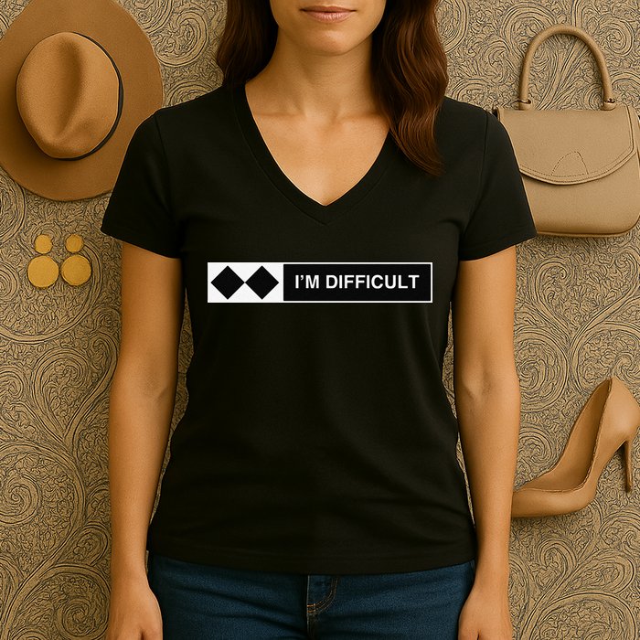 I'm Difficult Ski Snowboard Funny Snowboarding Winter Premium Women's V-Neck T-Shirt