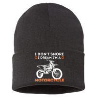 I Dont Snore I Dream Im A Motorcycle Funny Snoring Biker Sustainable Knit Beanie