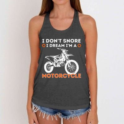 I Dont Snore I Dream Im A Motorcycle Funny Snoring Biker Women's Knotted Racerback Tank