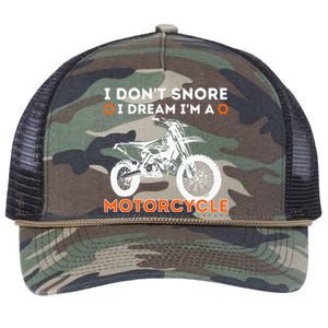 I Dont Snore I Dream Im A Motorcycle Funny Snoring Biker Retro Rope Trucker Hat Cap