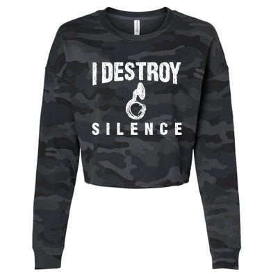 I Destroy Silence Sousaphone Funny Marching Band Gift Cropped Pullover Crew