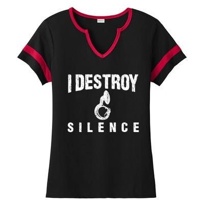 I Destroy Silence Sousaphone Funny Marching Band Gift Ladies Halftime Notch Neck Tee