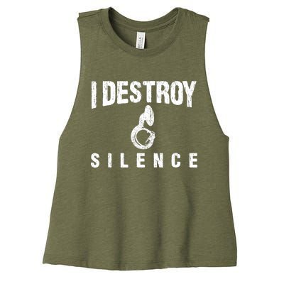 I Destroy Silence Sousaphone Funny Marching Band Gift Women's Racerback Cropped Tank