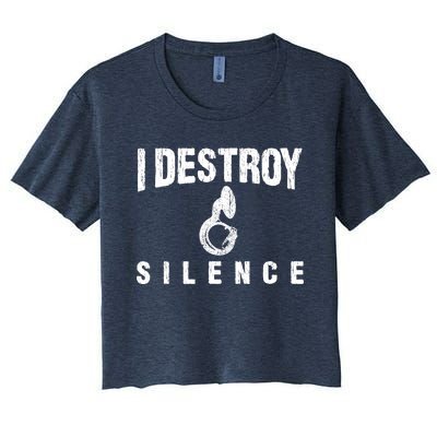 I Destroy Silence Sousaphone Funny Marching Band Gift Women's Crop Top Tee