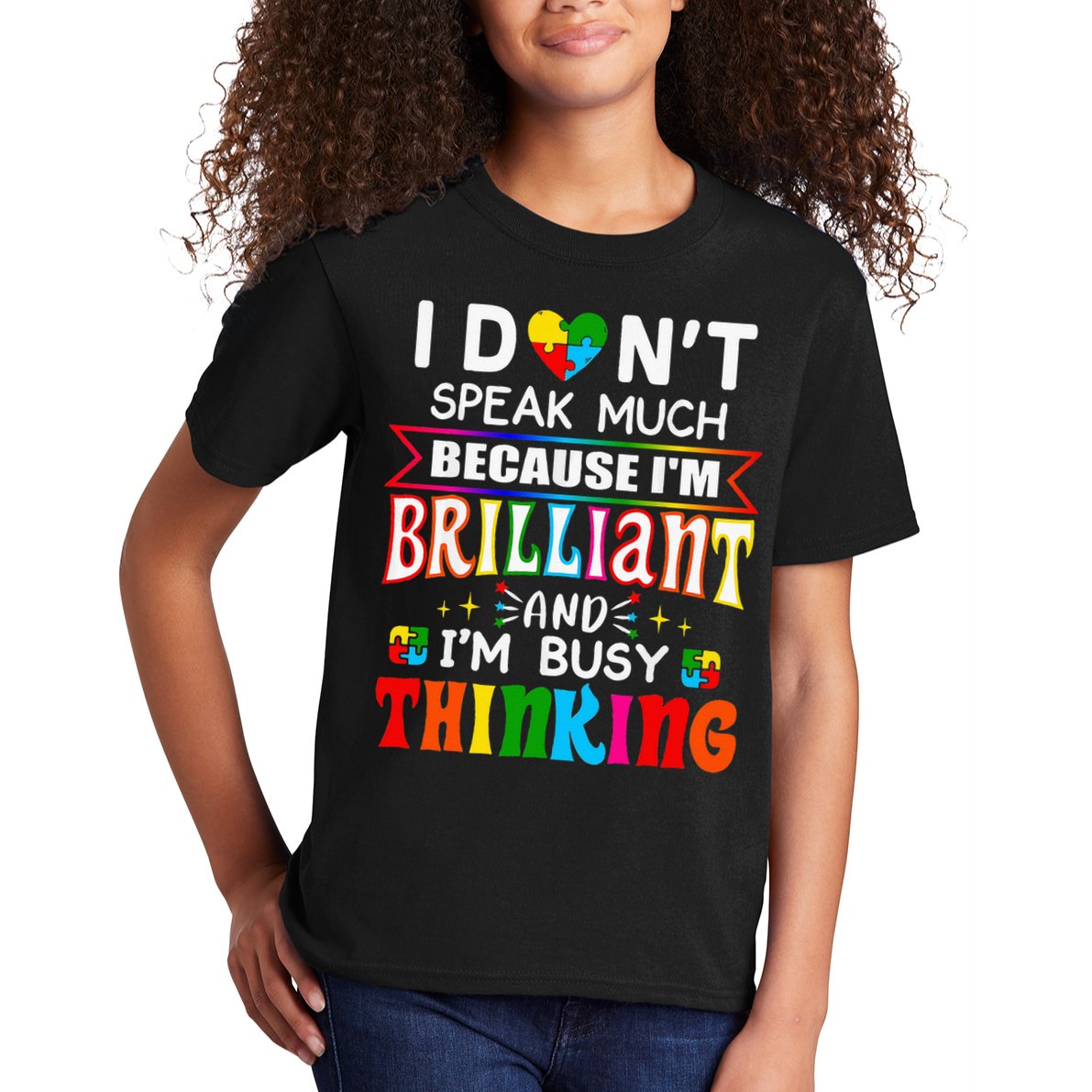 I Dont Speak Much Brilliant Autism Autistic Gift Kids T-Shirt