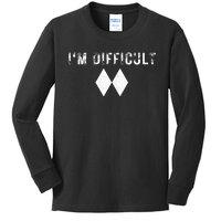 IM Difficult Skiing Skier Snowboard Double Black Diamonds Kids Long Sleeve Shirt