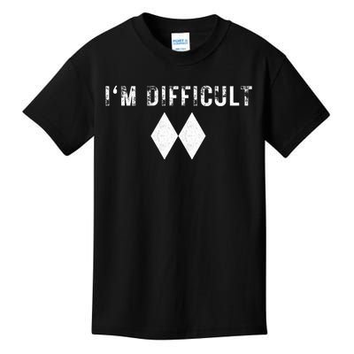 IM Difficult Skiing Skier Snowboard Double Black Diamonds Kids T-Shirt