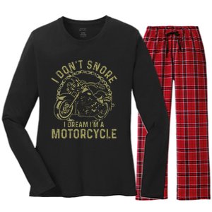 I DonT Snore I Dream IM A Motorcycle Women's Long Sleeve Flannel Pajama Set 