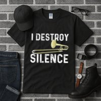 I Destroy Silence Trombonist Trombone Player Marching Band Tall T-Shirt