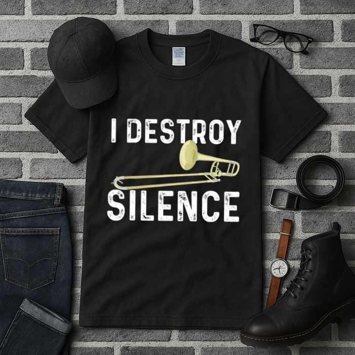 I Destroy Silence Trombonist Trombone Player Marching Band Tall T-Shirt