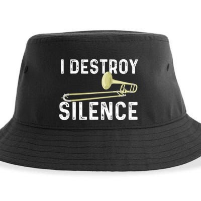 I Destroy Silence Trombonist Trombone Player Marching Band Sustainable Bucket Hat