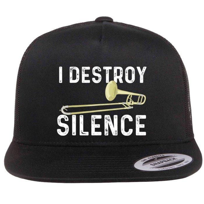 I Destroy Silence Trombonist Trombone Player Marching Band Flatbill Hat