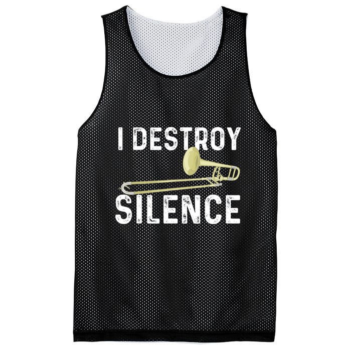 I Destroy Silence Trombonist Trombone Player Marching Band Mesh Reversible Basketball Jersey Tank