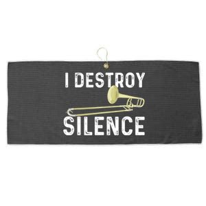 I Destroy Silence Trombonist Trombone Player Marching Band Large Microfiber Waffle Golf Towel