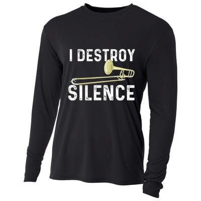 I Destroy Silence Trombonist Trombone Player Marching Band Cooling Performance Long Sleeve Crew