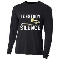 I Destroy Silence Trombonist Trombone Player Marching Band Cooling Performance Long Sleeve Crew