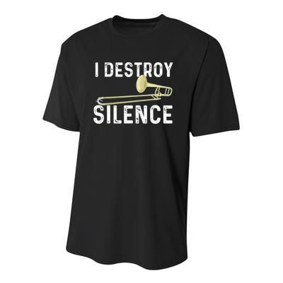 I Destroy Silence Trombonist Trombone Player Marching Band Youth Performance Sprint T-Shirt