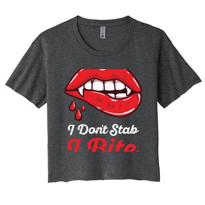 I Dont Stab I Bite Nurse Vampire Halloween Cool Gift Women's Crop Top Tee