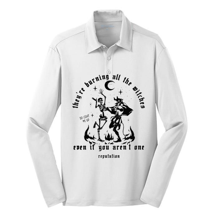 I Did Something Bad TheyRe Burning All The Witches Silk Touch Performance Long Sleeve Polo