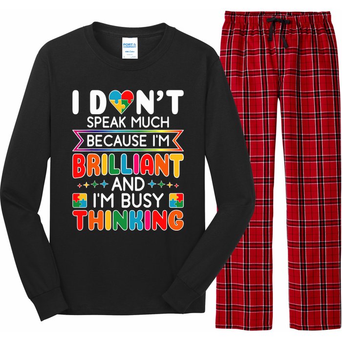 I Dont Speak Much Brilliant Autism Autistic Boy Girl Long Sleeve Pajama Set