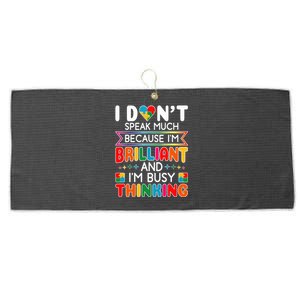 I Dont Speak Much Brilliant Autism Autistic Boy Girl Large Microfiber Waffle Golf Towel