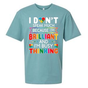 I Dont Speak Much Brilliant Autism Autistic Boy Girl Sueded Cloud Jersey T-Shirt