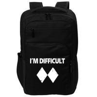 I'm Difficult Skiing Skier Snowboard Double Black Diamonds Impact Tech Backpack