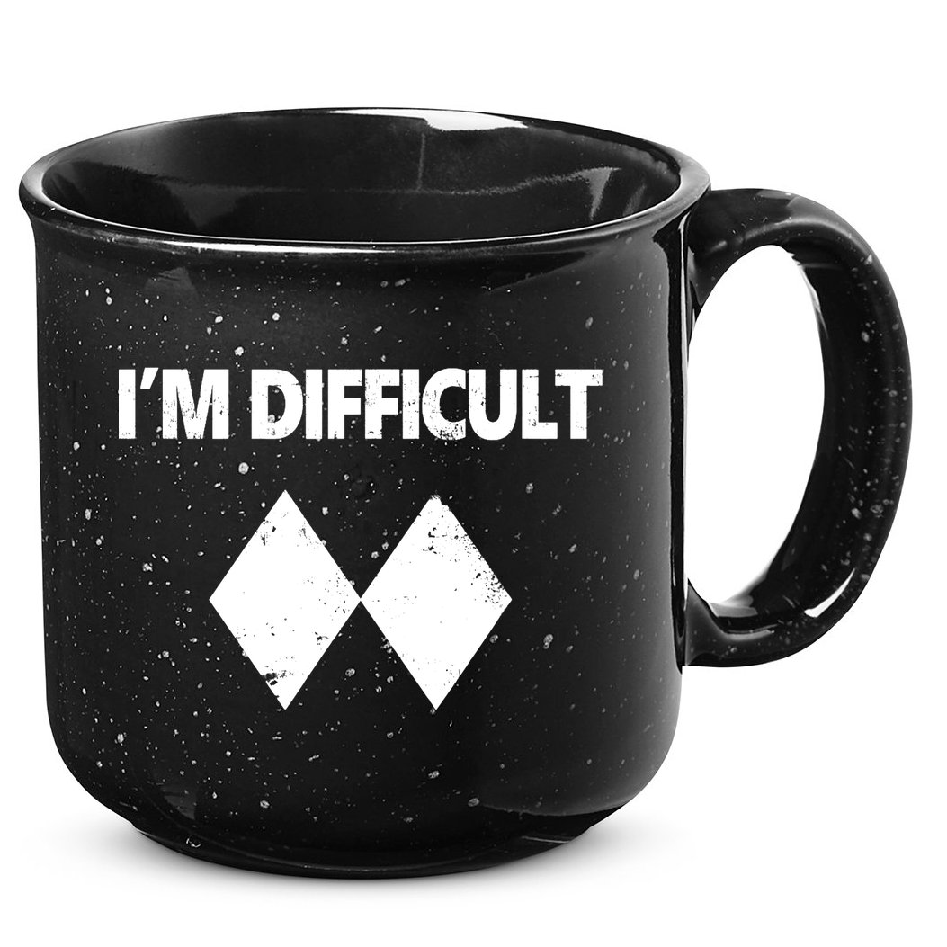 I'm Difficult Skiing Skier Snowboard Double Black Diamonds 15oz Campfire Ceramic Mug
