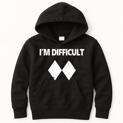 I'm Difficult Skiing Skier Snowboard Double Black Diamonds Kids Hoodie