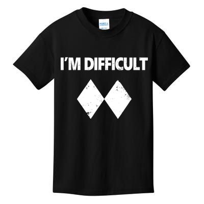 I'm Difficult Skiing Skier Snowboard Double Black Diamonds Kids T-Shirt