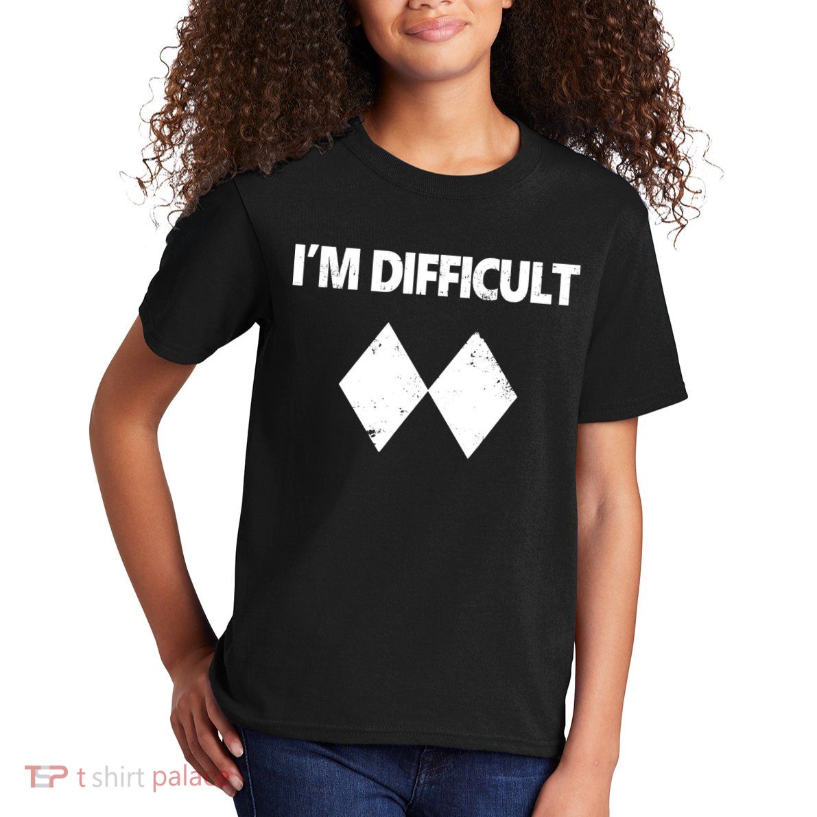 I'm Difficult Skiing Skier Snowboard Double Black Diamonds Kids T-Shirt