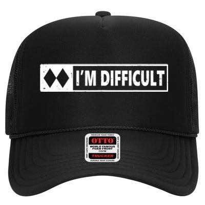 I'm Difficult Skiing Skier Snowboard Double Black Diamonds High Crown Mesh Back Trucker Hat