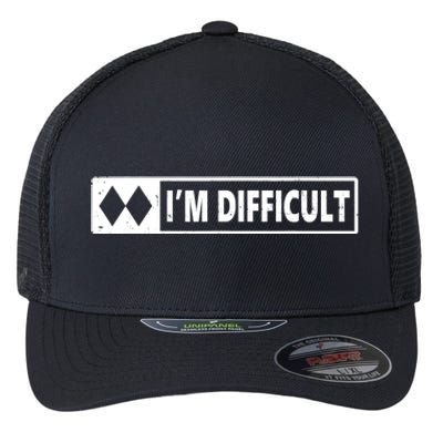 I'm Difficult Skiing Skier Snowboard Double Black Diamonds Flexfit Unipanel Trucker Cap