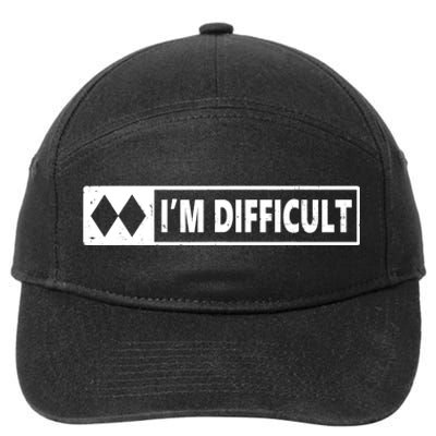 I'm Difficult Skiing Skier Snowboard Double Black Diamonds 7-Panel Snapback Hat