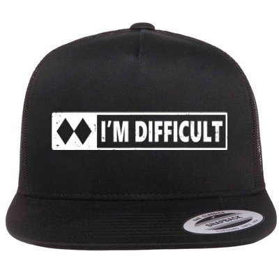 I'm Difficult Skiing Skier Snowboard Double Black Diamonds Flat Bill Trucker Hat