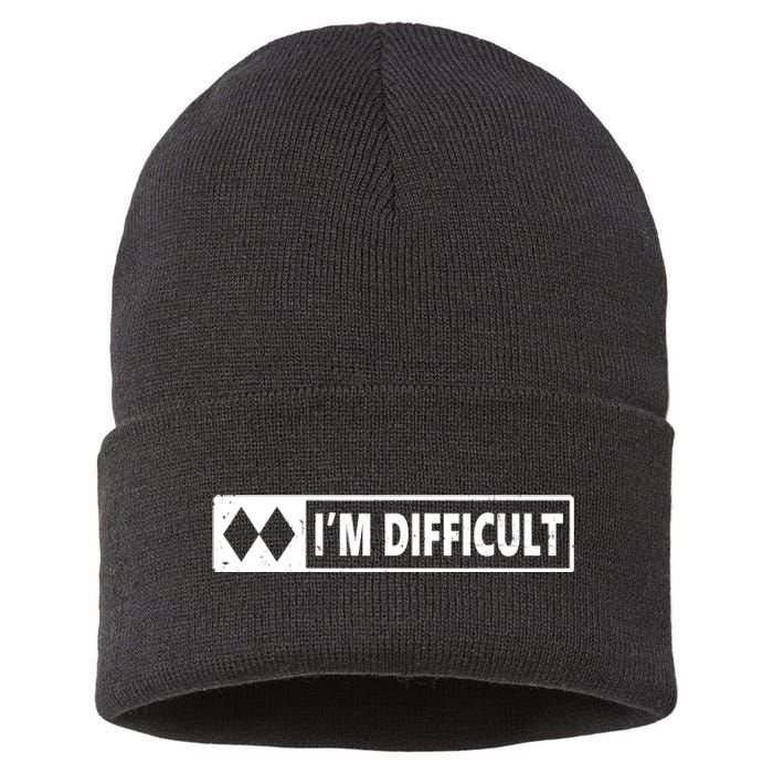 I'm Difficult Skiing Skier Snowboard Double Black Diamonds Sustainable Knit Beanie